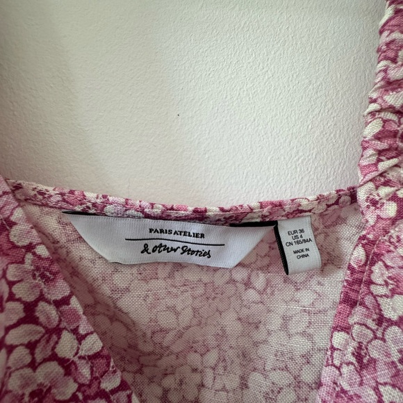 other stories puff sleeves pink dress- size 4 - Picture 4 of 8